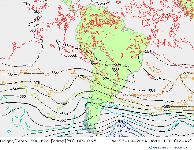 Z500/Rain (+SLP)/Z850 GFS 0.25 Mi 25.09.2024 06 UTC