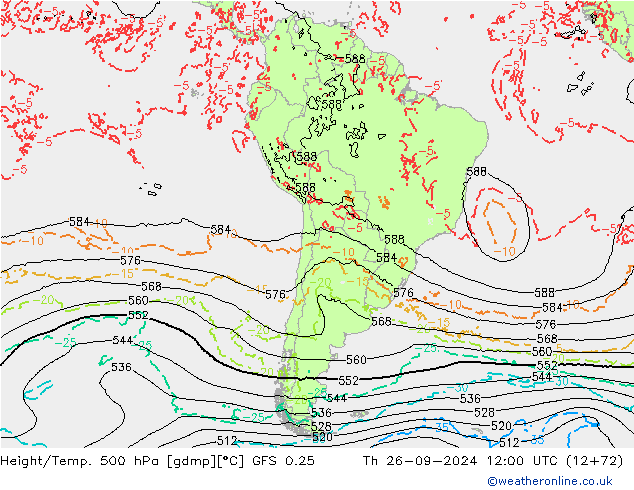 Z500/Rain (+SLP)/Z850 GFS 0.25 Th 26.09.2024 12 UTC