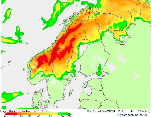 Fog Stability Index GFS 0.25 mer 25.09.2024 12 UTC