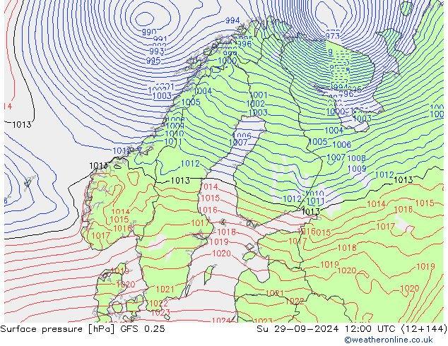 GFS 0.25: Su 29.09.2024 12 UTC