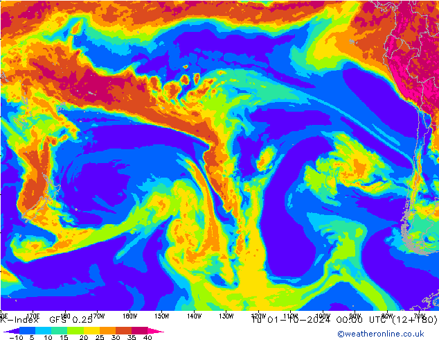 K-Index GFS 0.25 di 01.10.2024 00 UTC