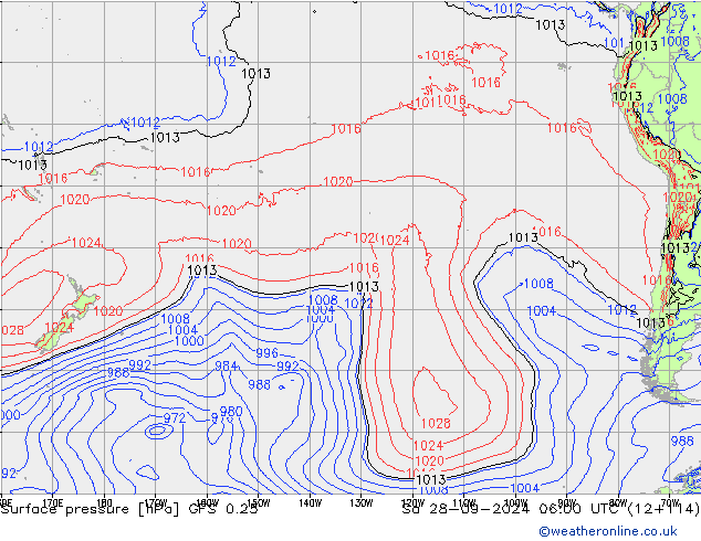 Luchtdruk (Grond) GFS 0.25 za 28.09.2024 06 UTC