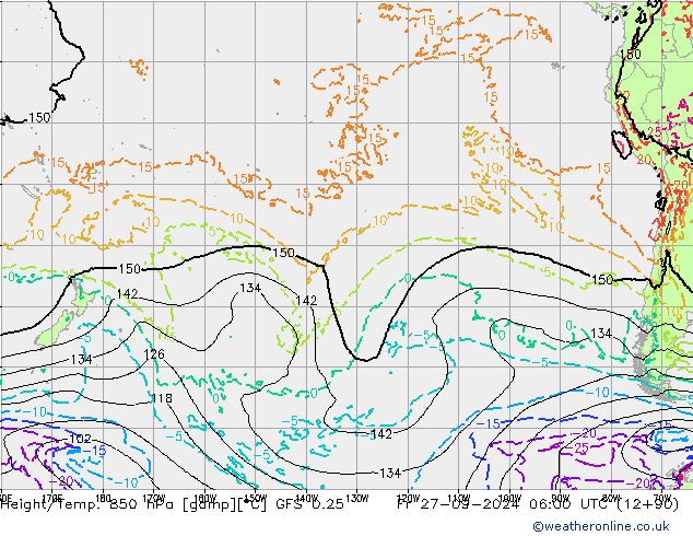 Z500/Rain (+SLP)/Z850 GFS 0.25 pt. 27.09.2024 06 UTC