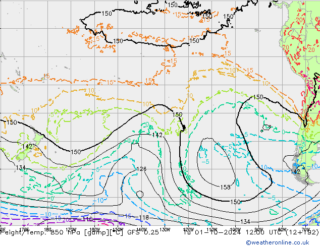 Height/Temp. 850 hPa GFS 0.25 Tu 01.10.2024 12 UTC