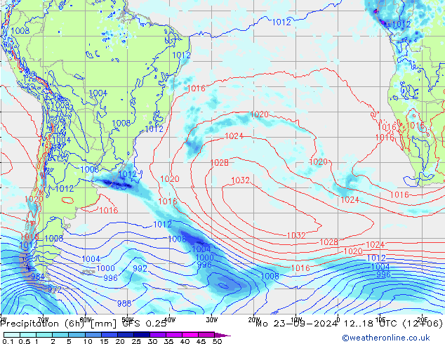 Z500/Regen(+SLP)/Z850 GFS 0.25 ma 23.09.2024 18 UTC