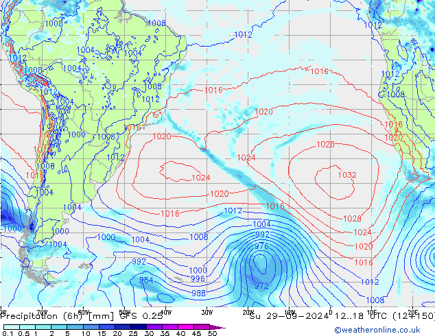 Z500/Rain (+SLP)/Z850 GFS 0.25 Dom 29.09.2024 18 UTC