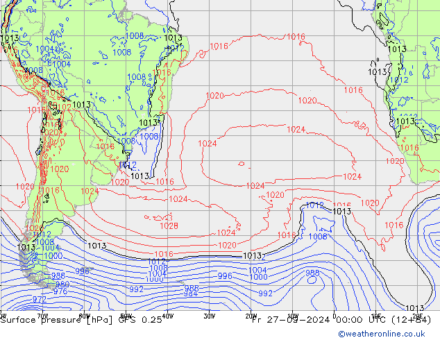 GFS 0.25: Pá 27.09.2024 00 UTC