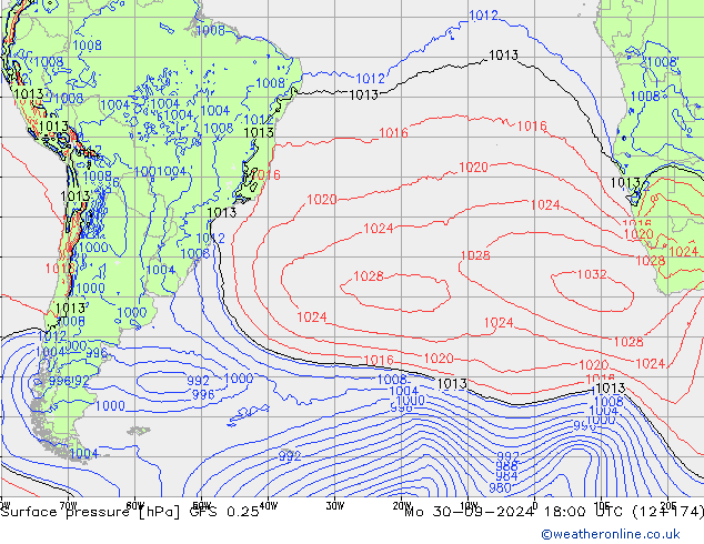 GFS 0.25: Po 30.09.2024 18 UTC