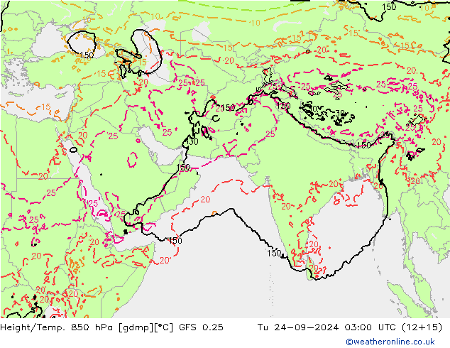 Z500/Rain (+SLP)/Z850 GFS 0.25 вт 24.09.2024 03 UTC