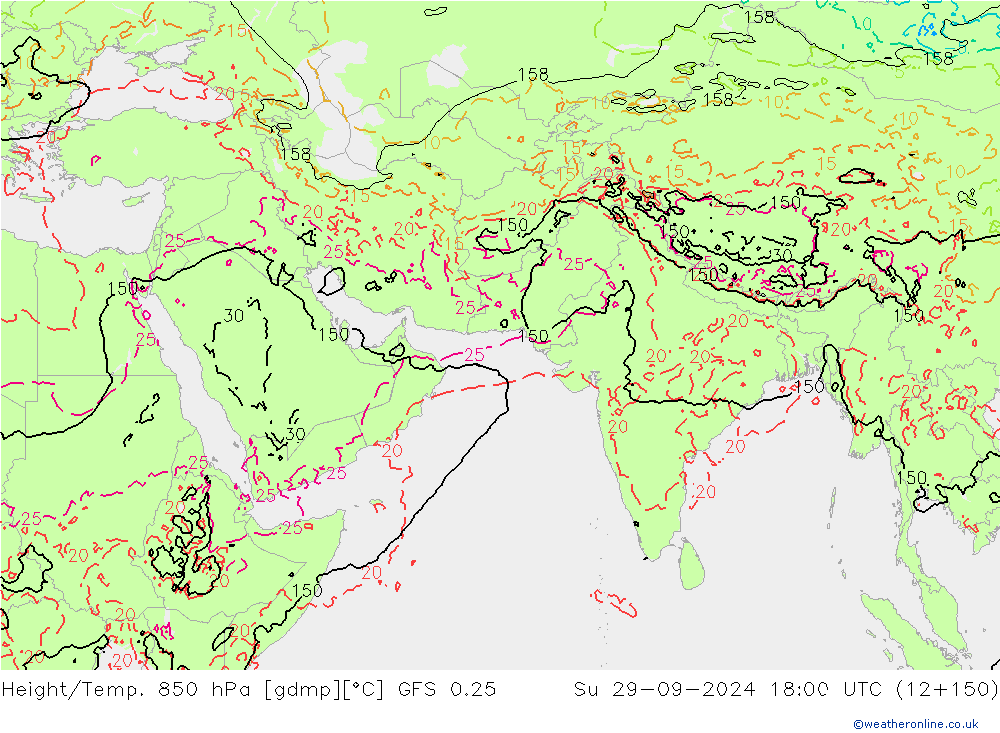 Z500/Rain (+SLP)/Z850 GFS 0.25 dim 29.09.2024 18 UTC