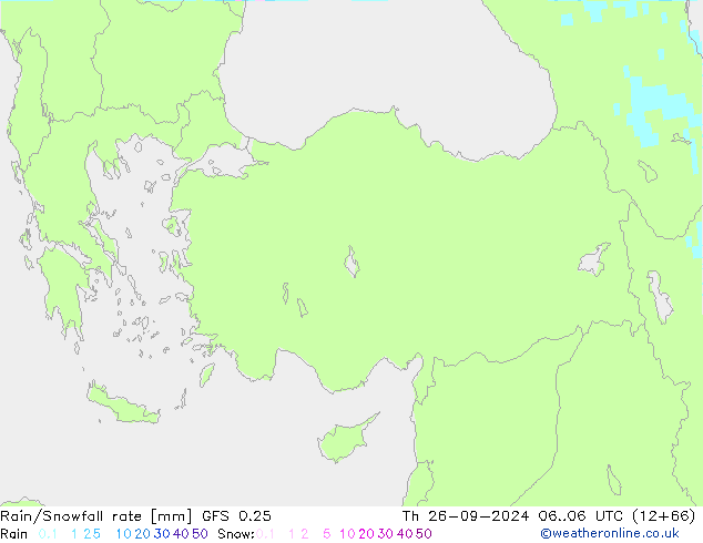 Rain/Snowfall rate GFS 0.25 czw. 26.09.2024 06 UTC