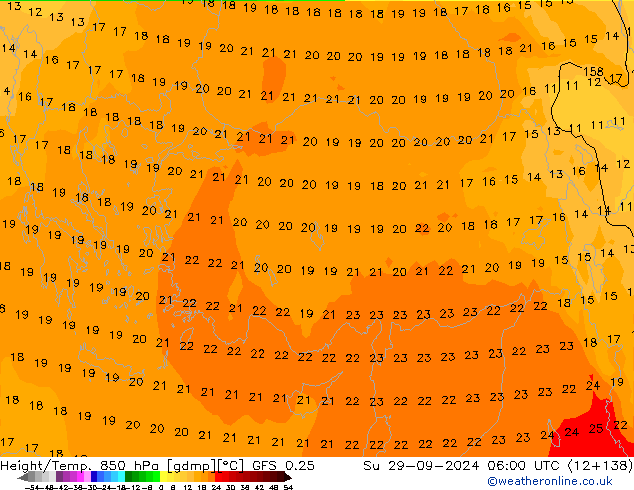 Z500/Rain (+SLP)/Z850 GFS 0.25 dom 29.09.2024 06 UTC