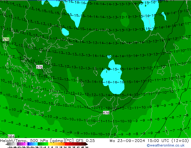 Z500/Yağmur (+YB)/Z850 GFS 0.25 Pzt 23.09.2024 15 UTC