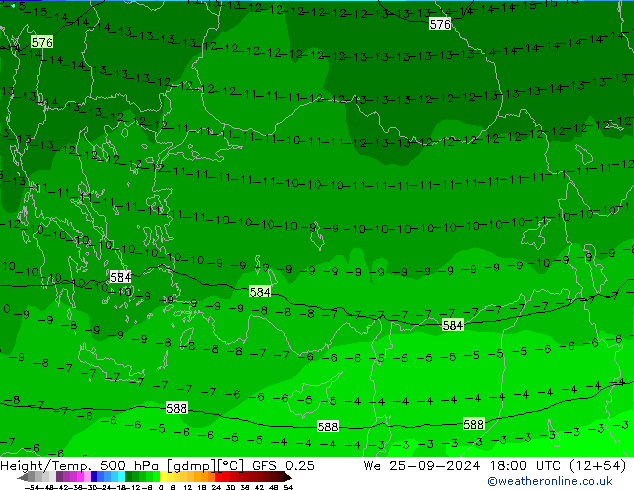 Yükseklik/Sıc. 500 hPa GFS 0.25 Çar 25.09.2024 18 UTC