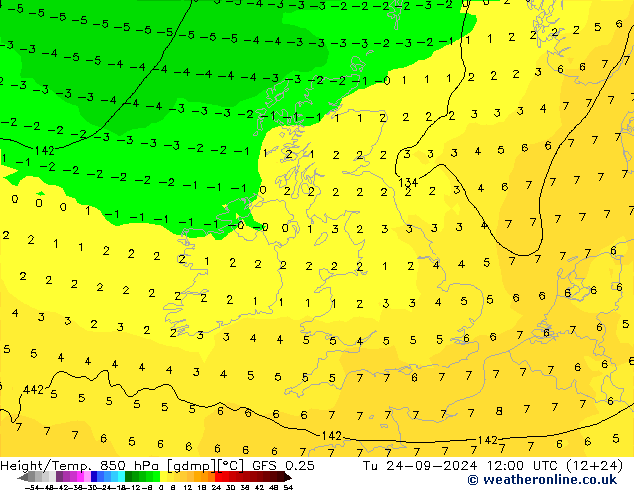 Z500/Regen(+SLP)/Z850 GFS 0.25 di 24.09.2024 12 UTC