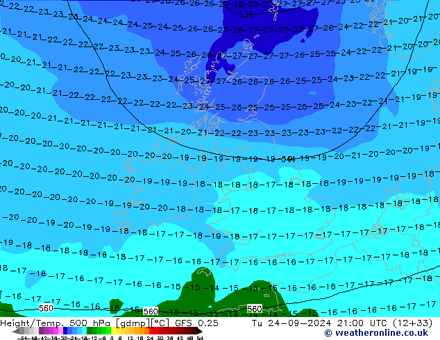 Z500/Rain (+SLP)/Z850 GFS 0.25 mar 24.09.2024 21 UTC