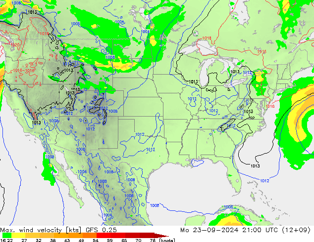 Max. wind velocity GFS 0.25 Mo 23.09.2024 21 UTC