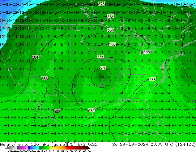 Z500/Rain (+SLP)/Z850 GFS 0.25 nie. 29.09.2024 00 UTC