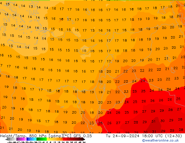 Z500/Rain (+SLP)/Z850 GFS 0.25 Tu 24.09.2024 18 UTC