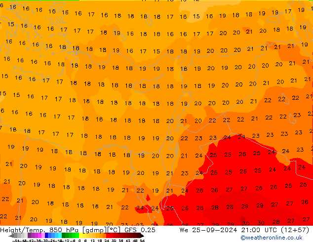 Z500/Rain (+SLP)/Z850 GFS 0.25 mer 25.09.2024 21 UTC