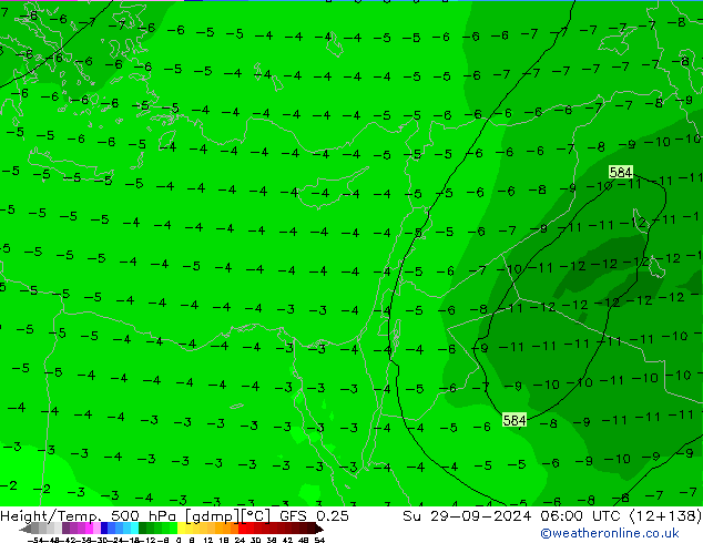 Z500/Rain (+SLP)/Z850 GFS 0.25 Su 29.09.2024 06 UTC