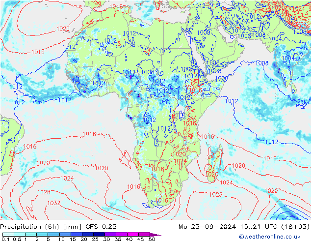 Z500/Rain (+SLP)/Z850 GFS 0.25 Po 23.09.2024 21 UTC