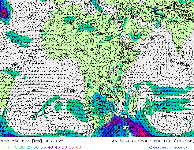 Wind 850 hPa GFS 0.25 ma 30.09.2024 18 UTC