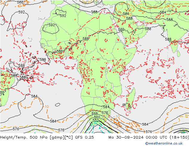 Z500/Rain (+SLP)/Z850 GFS 0.25 Mo 30.09.2024 00 UTC