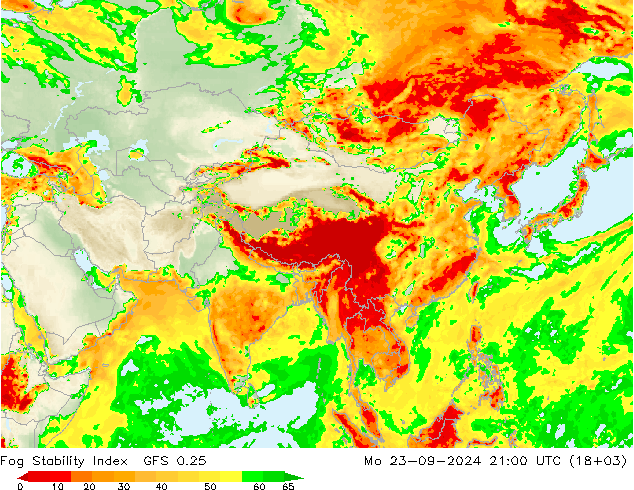 Fog Stability Index GFS 0.25 ma 23.09.2024 21 UTC