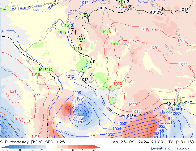 тенденция давления GFS 0.25 пн 23.09.2024 21 UTC