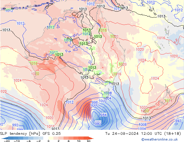 SLP tendency GFS 0.25 Tu 24.09.2024 12 UTC