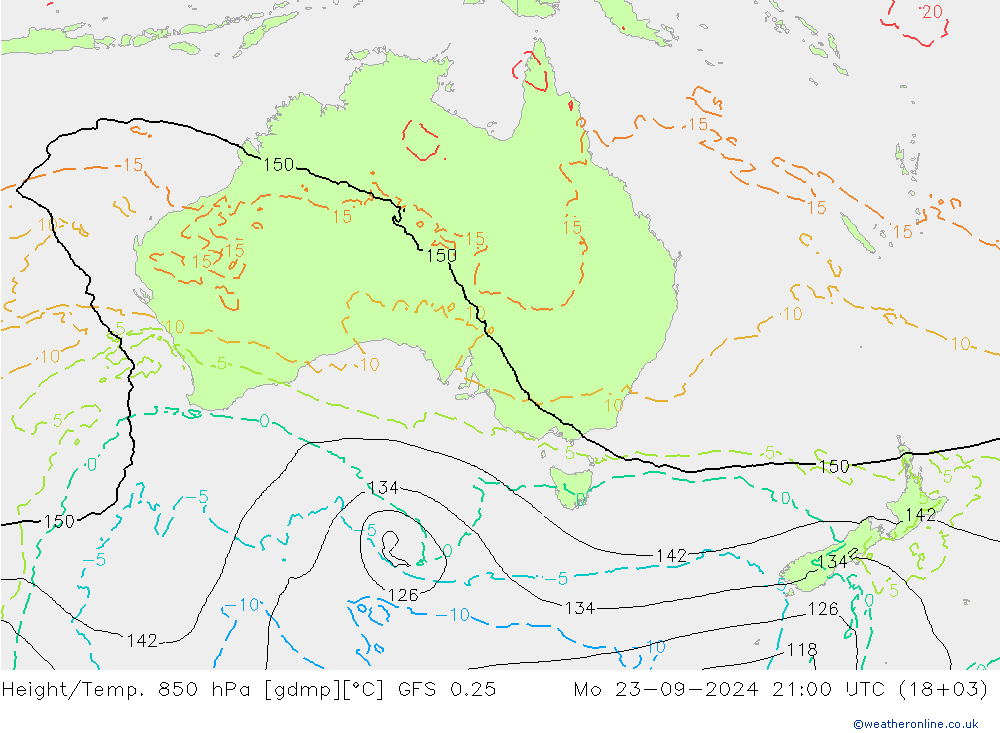 Z500/Rain (+SLP)/Z850 GFS 0.25 lun 23.09.2024 21 UTC