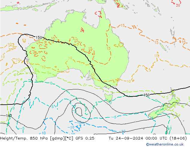 Height/Temp. 850 hPa GFS 0.25 Tu 24.09.2024 00 UTC