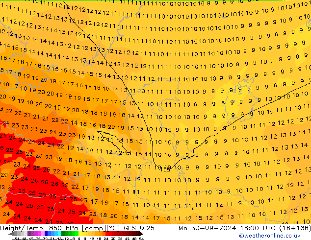 Z500/Rain (+SLP)/Z850 GFS 0.25 пн 30.09.2024 18 UTC