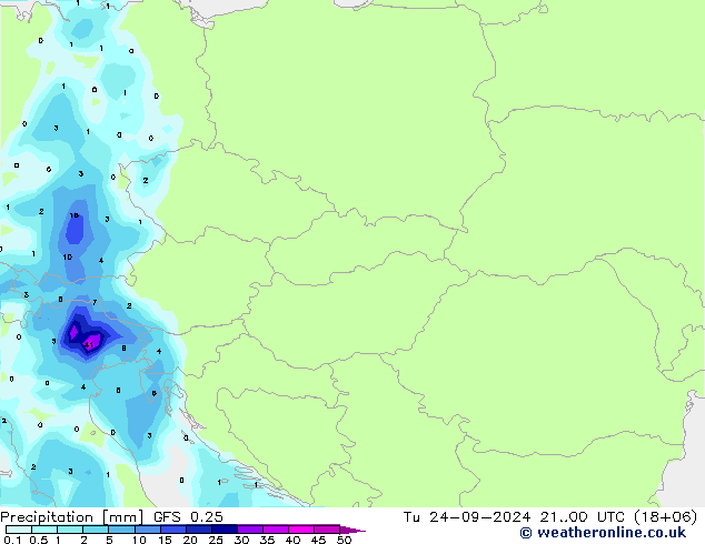 Yağış GFS 0.25 Sa 24.09.2024 00 UTC