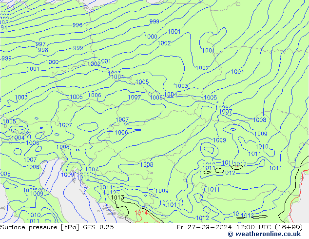 GFS 0.25: Fr 27.09.2024 12 UTC