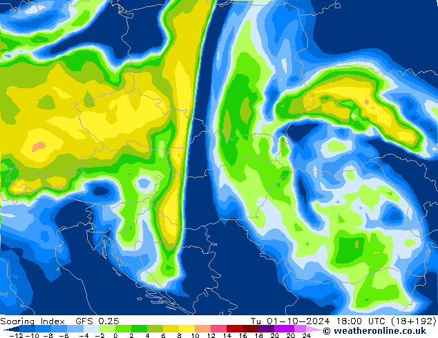 Soaring Index GFS 0.25 Tu 01.10.2024 18 UTC