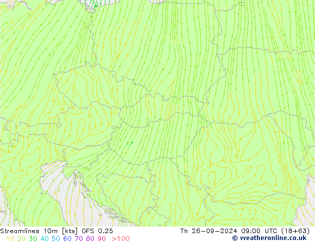 Linha de corrente 10m GFS 0.25 Qui 26.09.2024 09 UTC