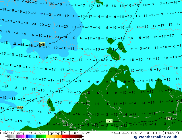 Height/Temp. 500 hPa GFS 0.25 Ter 24.09.2024 21 UTC