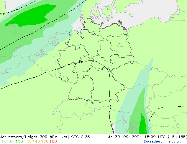 Corriente en chorro GFS 0.25 lun 30.09.2024 18 UTC