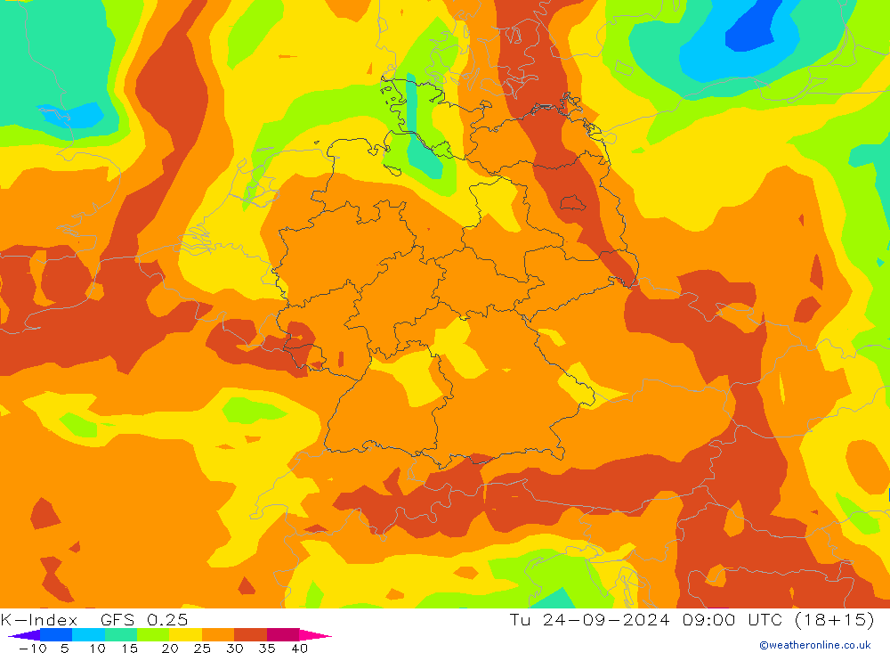 K-Index GFS 0.25 вт 24.09.2024 09 UTC