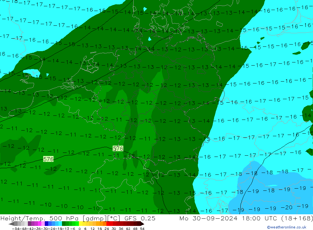 Z500/Regen(+SLP)/Z850 GFS 0.25 ma 30.09.2024 18 UTC