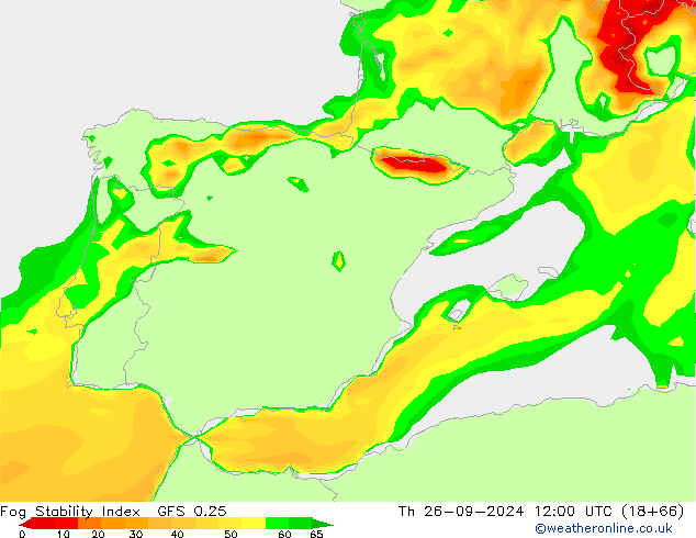 Fog Stability Index GFS 0.25 Th 26.09.2024 12 UTC