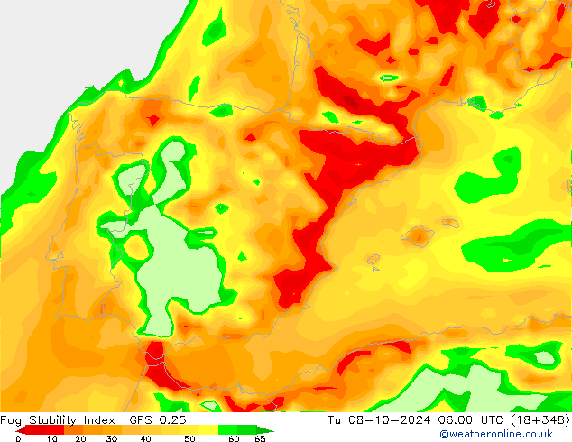 Fog Stability Index GFS 0.25 mar 08.10.2024 06 UTC