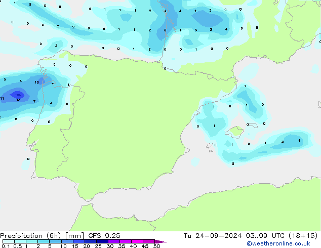 Z500/Regen(+SLP)/Z850 GFS 0.25 di 24.09.2024 09 UTC