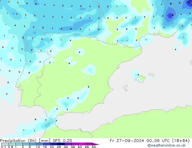 Z500/Rain (+SLP)/Z850 GFS 0.25  27.09.2024 06 UTC