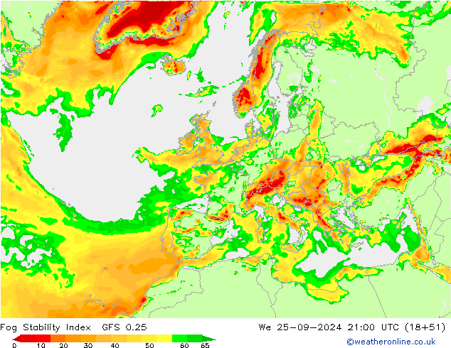 Fog Stability Index GFS 0.25 We 25.09.2024 21 UTC