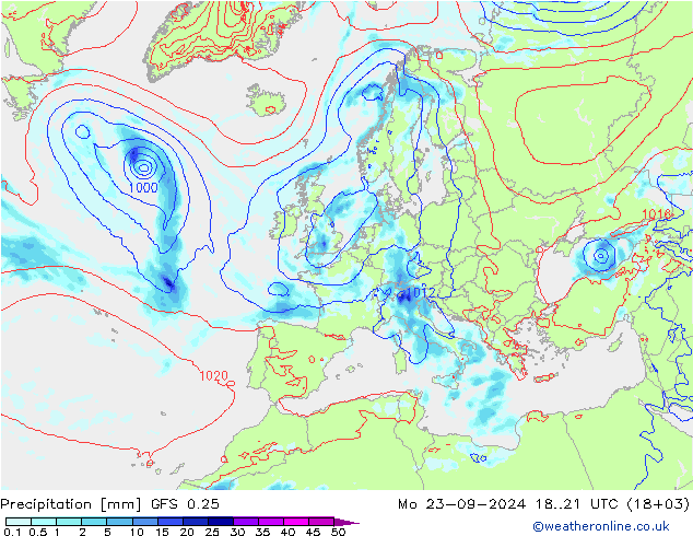 opad GFS 0.25 pon. 23.09.2024 21 UTC