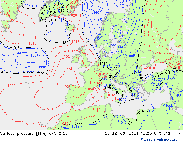 GFS 0.25: sam 28.09.2024 12 UTC