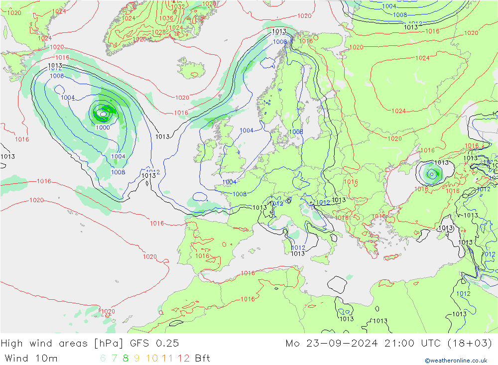 Sturmfelder GFS 0.25 Mo 23.09.2024 21 UTC